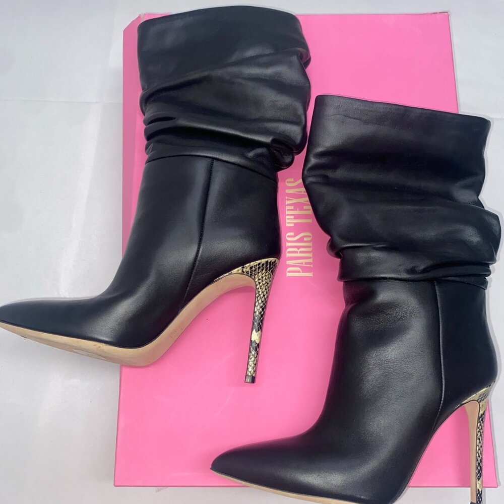 Paris Texas Calf Stiletto Slouchy Boots Nero, size 40